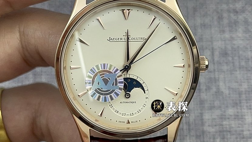 AZ factory Jaeger-LeCoultre master 1:1 super clone watch men's eggshell yellow disk leather strap model pictures and prices front live photo