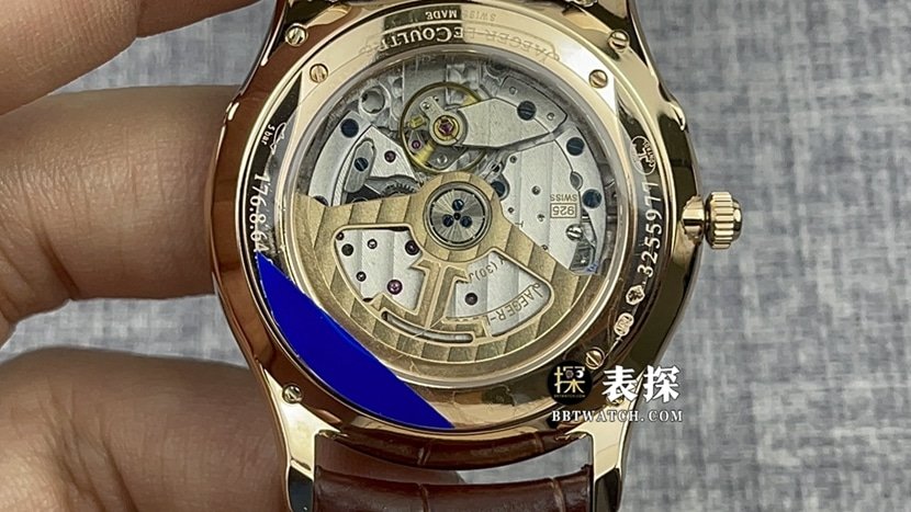 AZ factory Jaeger-LeCoultre master 1:1 super clone watch men's eggshell yellow plate leather strap model pictures and prices caseback live photo