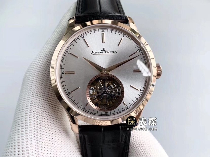 Jaeger-LeCoultre Master 1662451 masculino 1:1 Super A réplica com verdadeiro turbilhão, mostrador cinza prateado e pulseira de couro — luxury replica watch guide | Watch Replica Expert