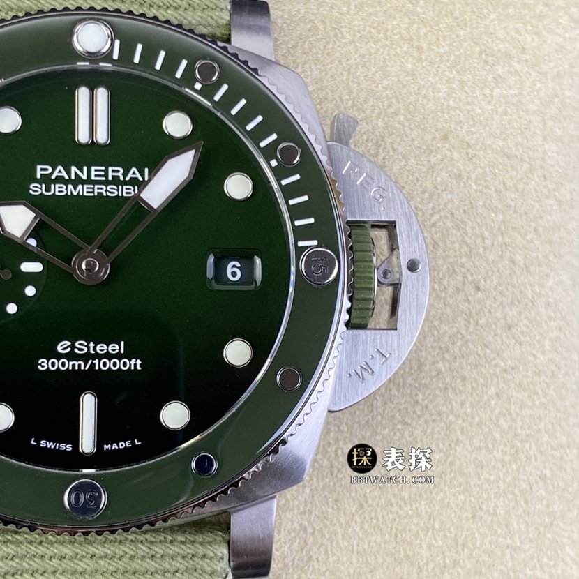SBF factory Panerai sneak PAM012871:1super clone watch men's jade green dialleather strap picture and price front live photo