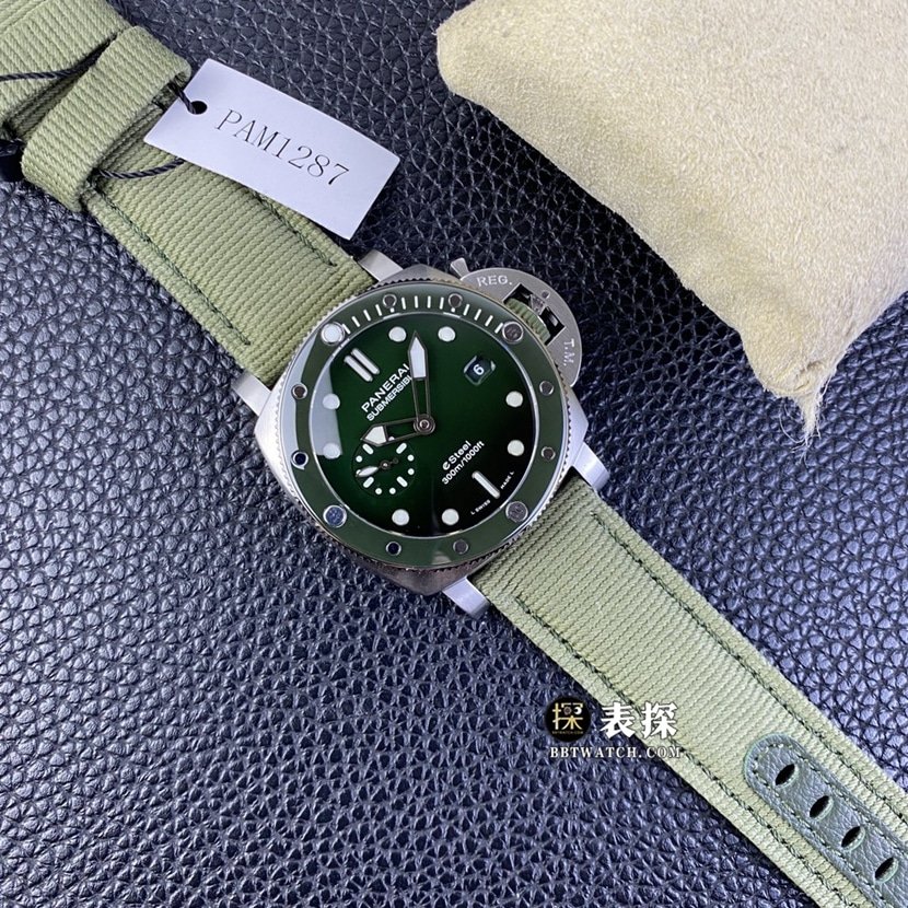 SBF factory Panerai sneak PAM012871:1super clone watch men's jade green dialleather strap picture and price front live photo