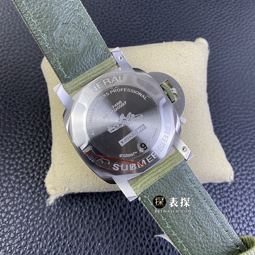 SBF factory Panerai sneak PAM012871:1super clone watch men's jade green dialleather strap picture and price caseback live photo