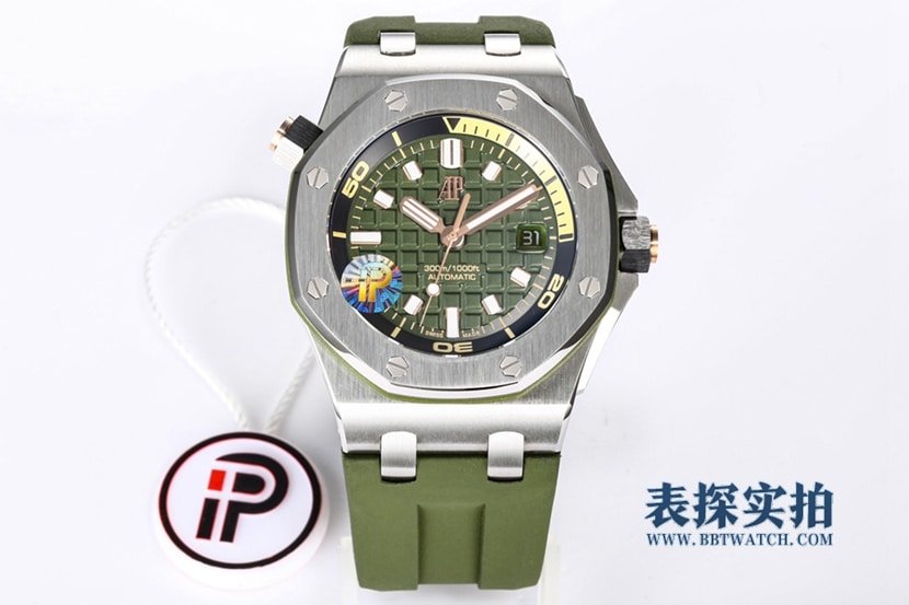 IP Factory Audemars Piguet A052CA Royal Oak Offshore Men's Top 1:1 Clone Watch, Military Green Dial Quick-Release Rubber Strap 15720ST.OO.A052CA.01 — detailed review and buying guide | Watch Replica Expert