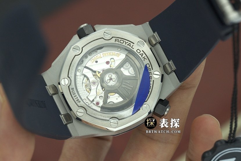 ZFAudemars Piguet men's Royal Oak offshore top-tier replica watch sea blue dial rubber model 15720ST.OO.A027CA.01caseback live photo