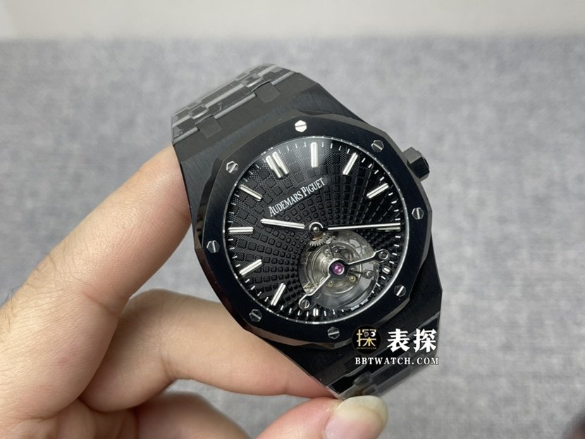 R8 factory Audemars PiguetRoyal Oak26522CE.OO.1225CE.01top-tier 1:1super clone watch men's black dialtourbillon picture and price front live photo