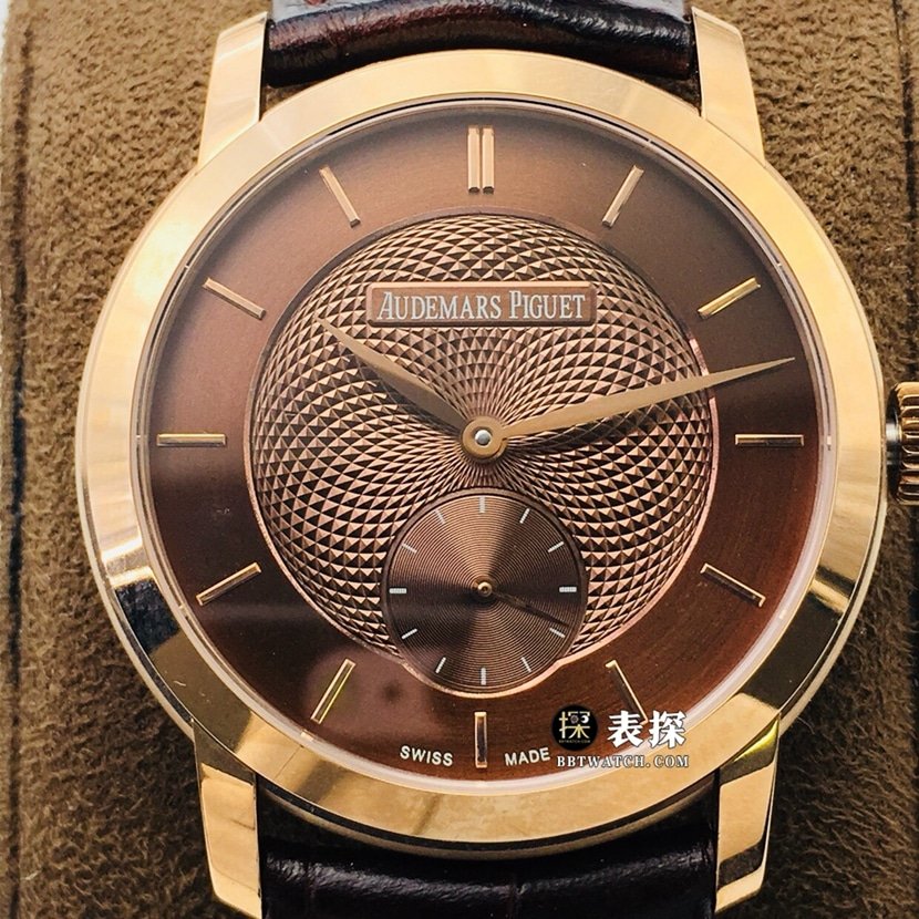 TW factory Audemars Piguettop-tier 1:1high-quality replica watch men's dark brown dial small second hand leather strap model pictures and prices front live photo