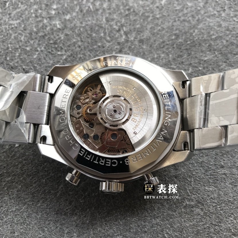BL factory Breitling Legend Aviation top-tier 1:1high-quality replica watch men's blue panda disc steel bracelet model pictures and prices caseback live photo