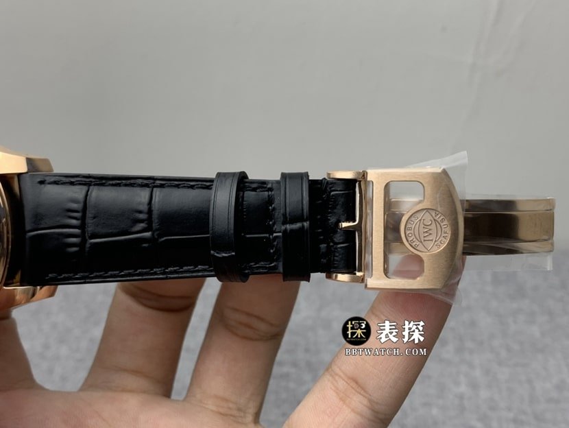 YL Factory IWC Men's Portuguese Top 1:1 Replica Watch Black Tourbillon Leather Strap Pictures and Price Deployment Clasp Real Shots