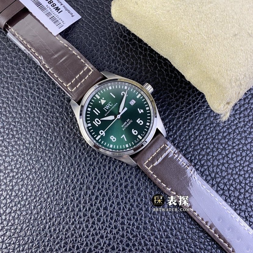 AOF factory IWC pilot watch IW328205top-tier 1:1super clone watch men's green dialleather strap model pictures and prices front live photo