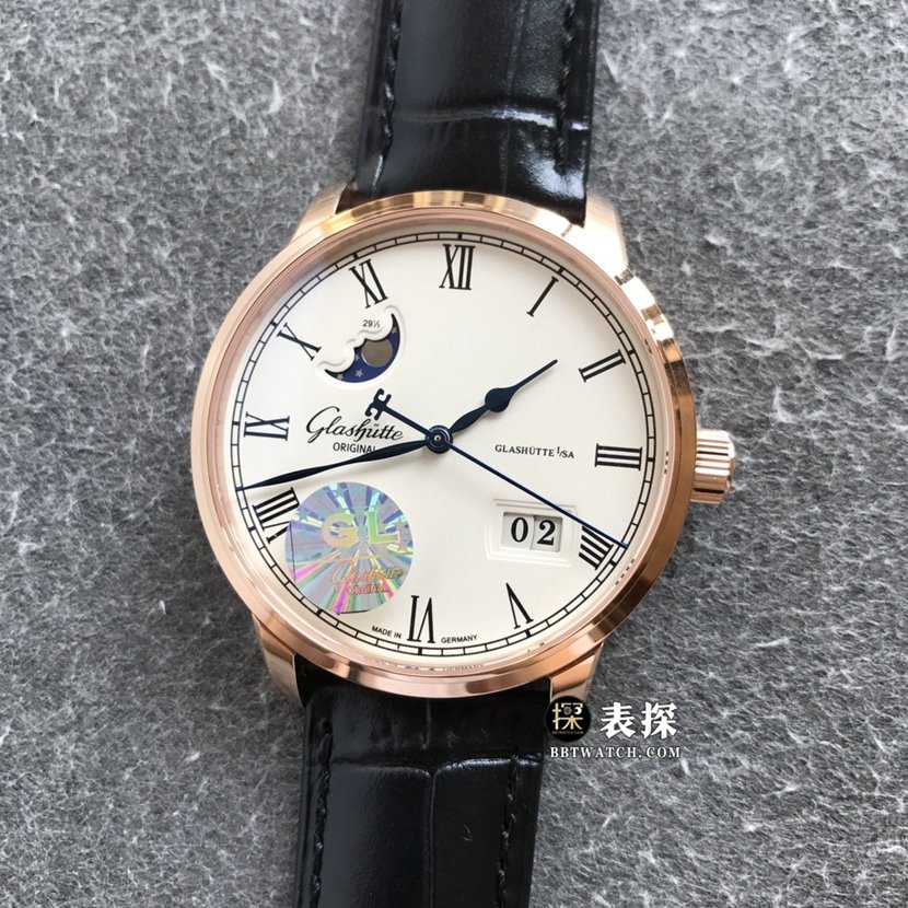 GL Factory Glashütte Original Men's Congressman Super A Super Clone Wristwatch with Pearlescent White Effect, True Moon Phase, Large Date & Rose Gold Belt Model 100-04-32-15-04 — luxury replica watch guide | Watch Replica Expert