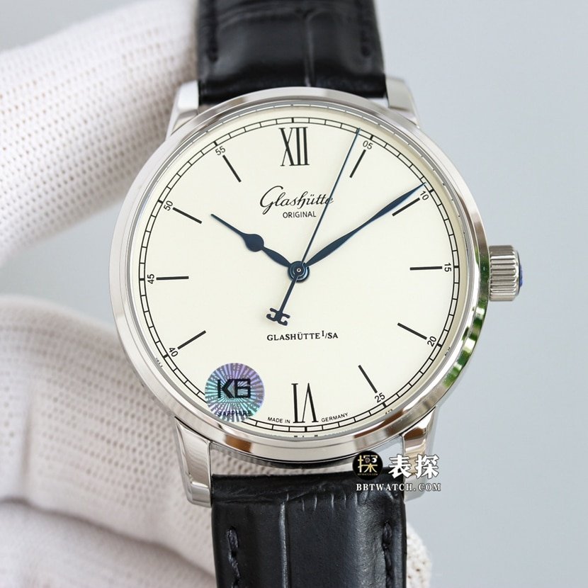 3WF factory Glashütte Original original MP top-tier 1:1 super clone watch men's white dialleather strap picture and price front live photo