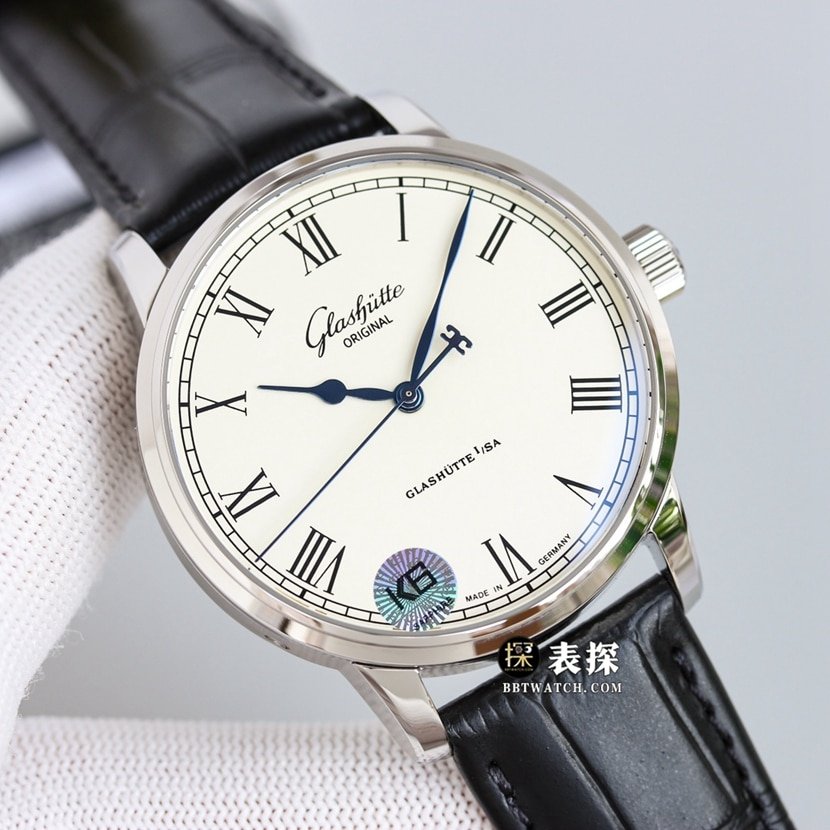 3WF factory Glashütte Original original MP top-tier 1:1 super clone watch men's white dialleather strap picture and price front live photo