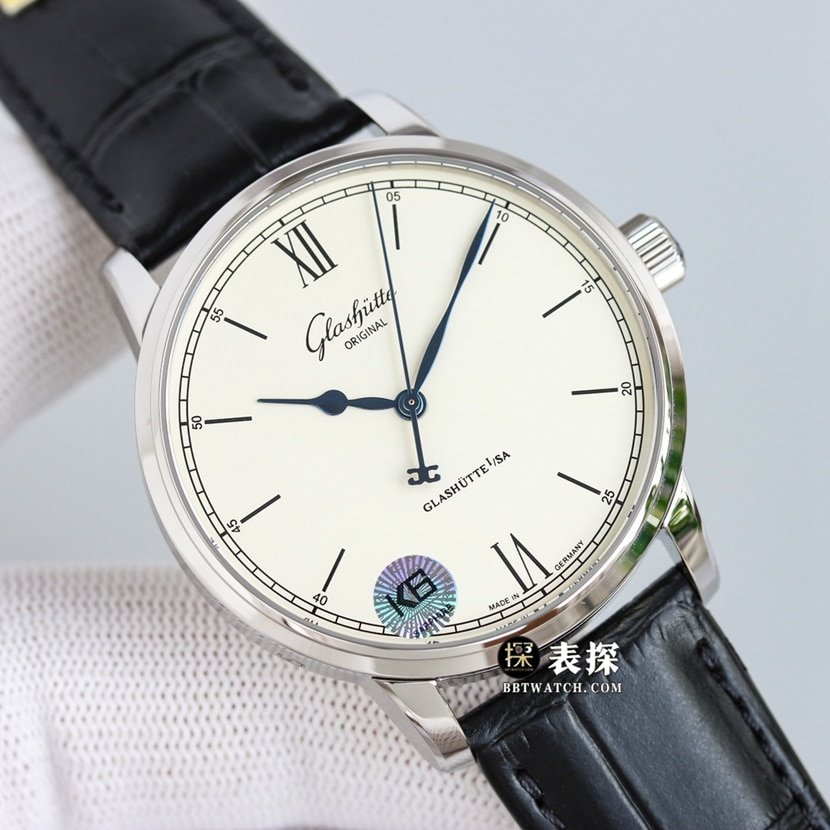 3WF factory Glashütte Original original MP top-tier 1:1 super clone watch men's white dialleather strap picture and price front live photo