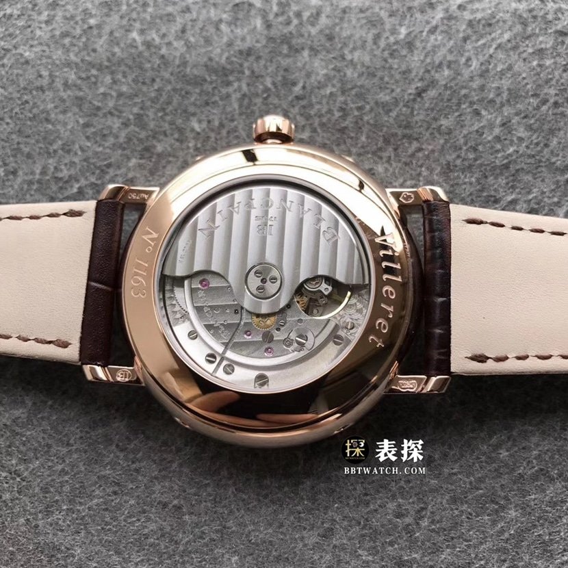 TTC factory Blancpain classic 6263super clone watch men's white dialmoon phaseleather strap picture and price caseback live photo