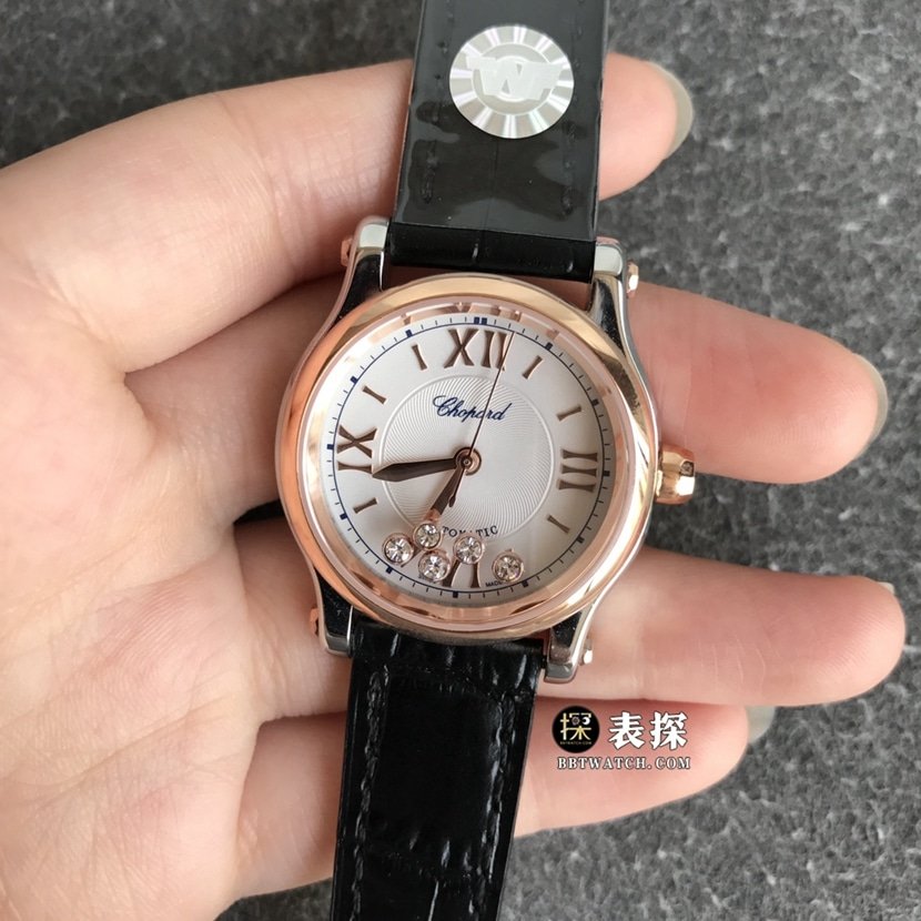 TWF factory Chopard women's five-bead happy diamond 1:1 super clone watch women's white dialleather strap model pictures and prices front live photo