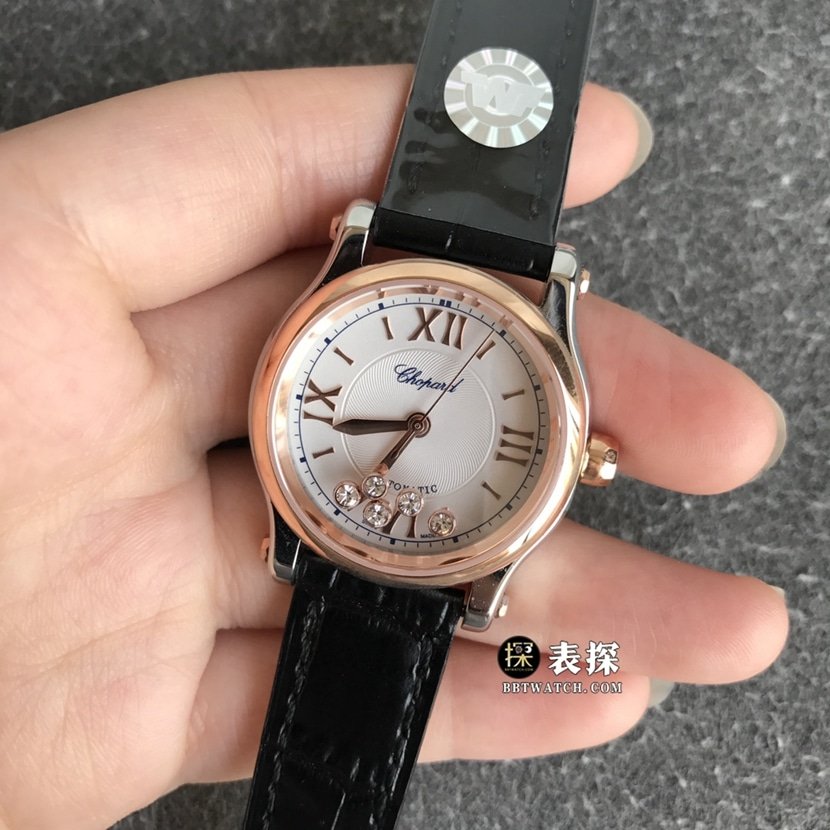 TWF factory Chopard women's five-bead happy diamond 1:1 super clone watch women's white dialleather strap model pictures and prices front live photo