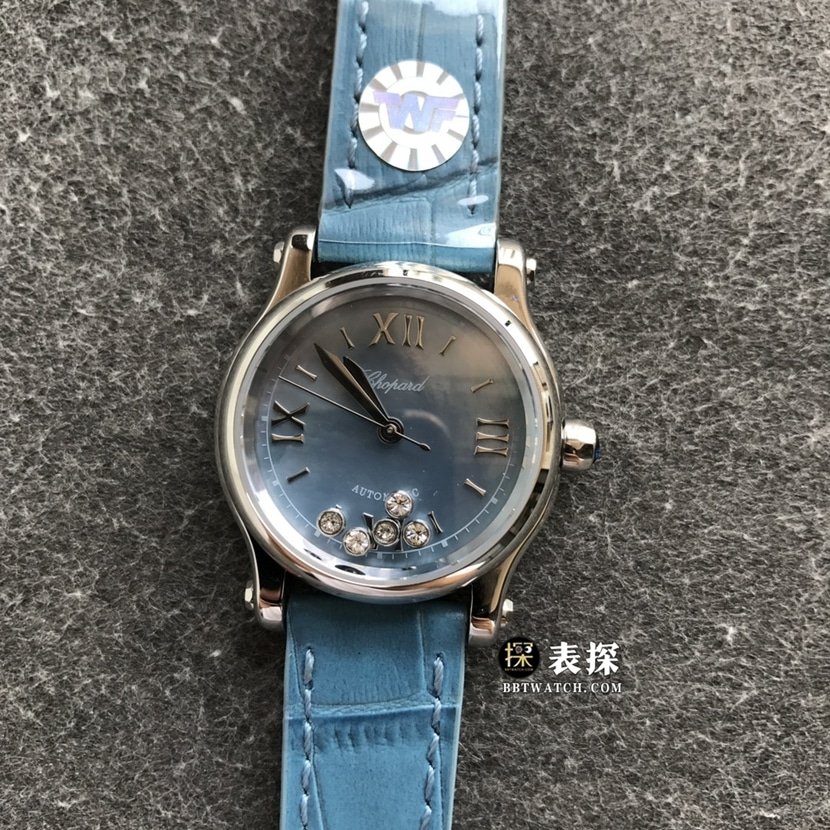 TWF Chopard HAPPY DIAMONDS Relógio feminino de cinco contas: Spinning Diamonds Blue Dial Super Clone — luxury replica watch guide | Watch Replica Expert