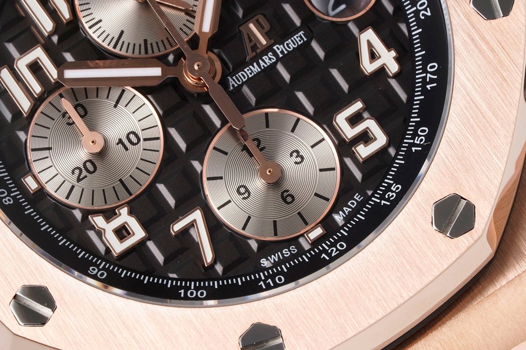 APF offshore Audemars Piguet1:1replica watch black panda plate steel bracelet model 26470OR.OO.1000OR.03detail shots