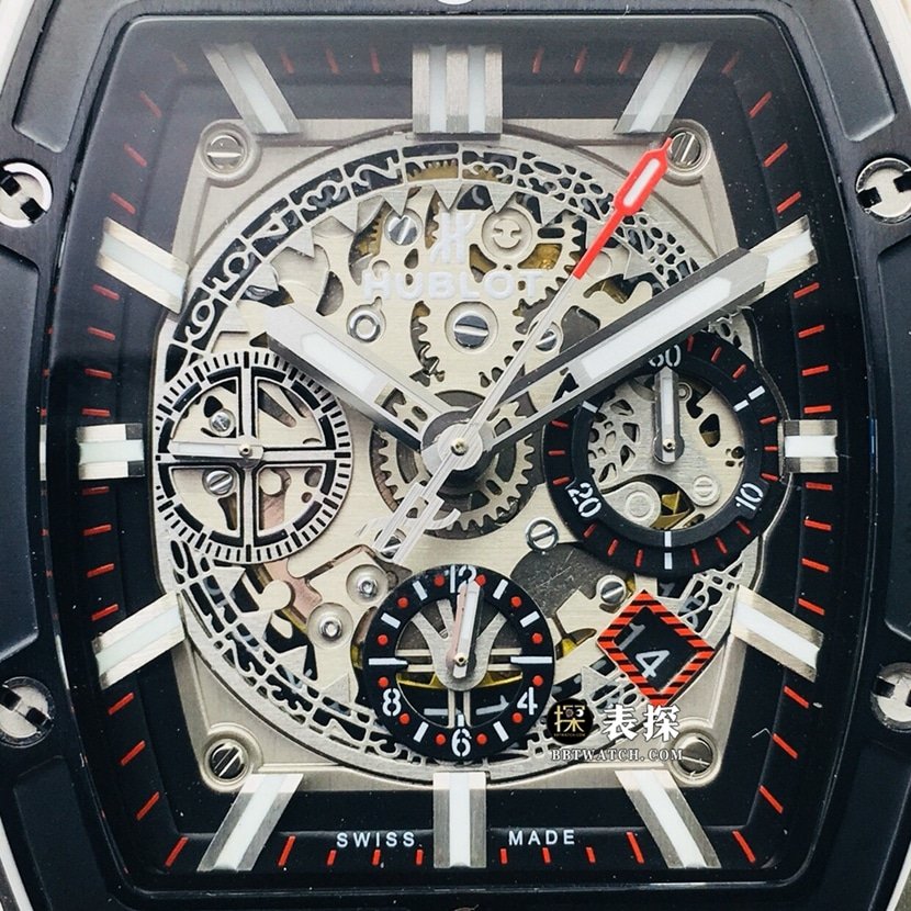 AB Big Bang Hublot1:1replica watch dark gray panda plate leather strap model 601.NM.0173.LR front view