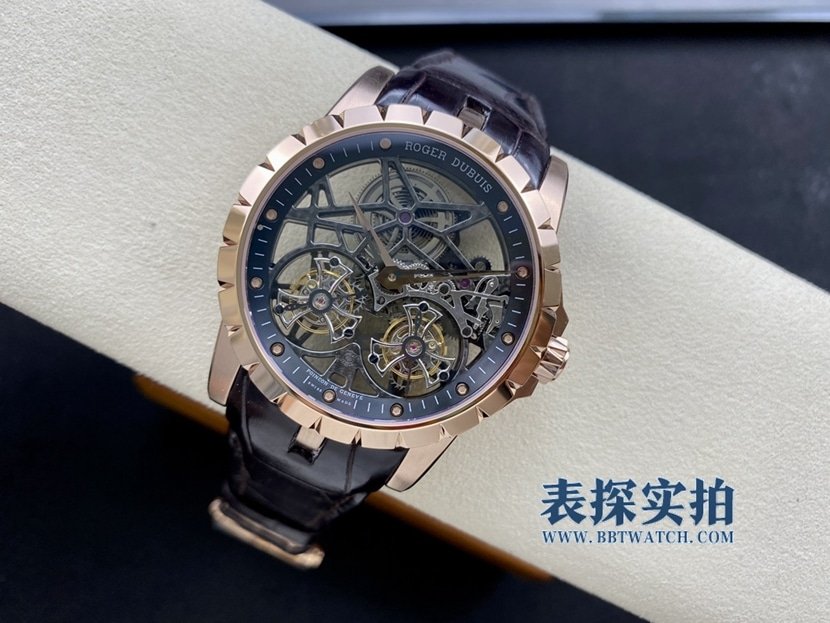 YS King Roger Dubuis 1:1 réplica relógio esqueleto em ouro rosa com verdadeiro turbilhão voador duplo RDDBEX0283 — luxury replica watch guide | Watch Replica Expert