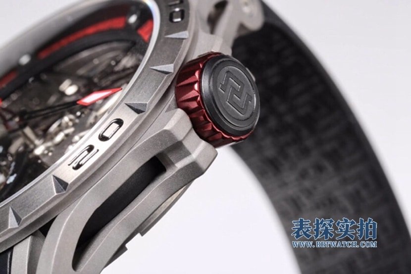 BBR King Roger Dubuis 1:1 replica watch white steel tourbillon hollow rubber model RDDBEX0545detail shots