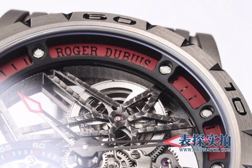 BBR King Roger Dubuis 1:1 replica watch white steel tourbillon hollow rubber model RDDBEX0545detail shots