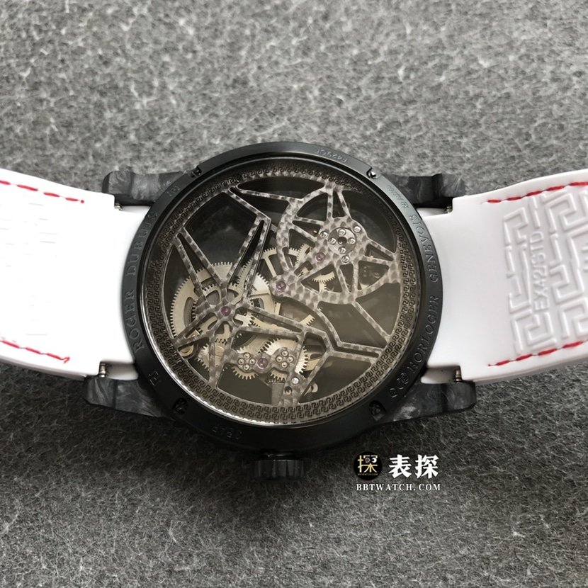 BBR King Roger Dubuis 1:1 replica watch hollow plate rubber model DBEX0577 back view