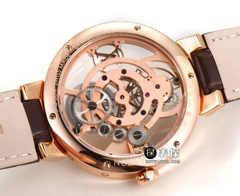 RM Men's Louis Vuitton 1:1 replica watches skeleton disk tourbillon rose gold strap models back actual picture
