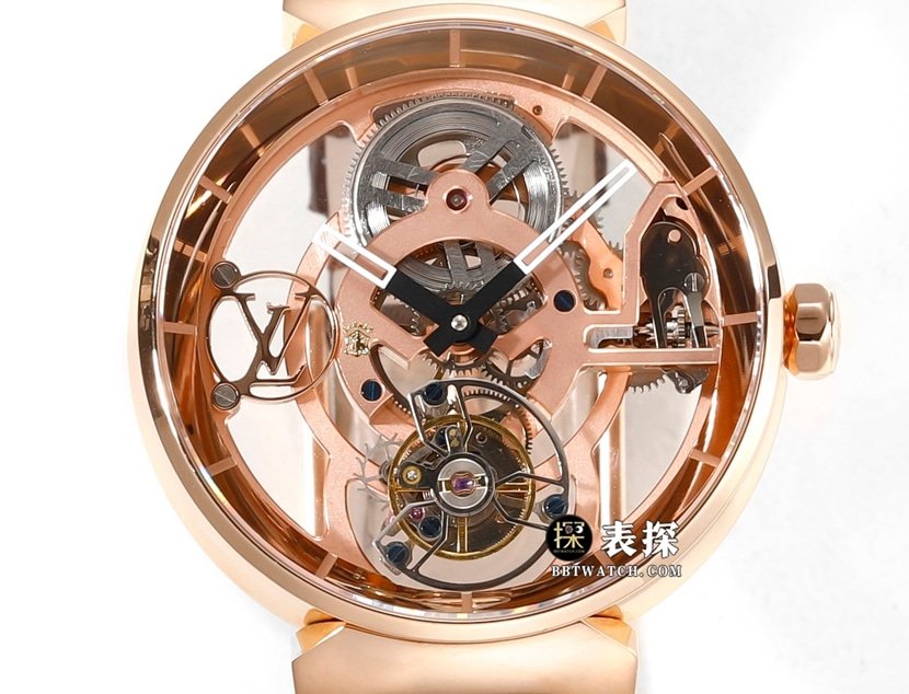 RM Men's Louis Vuitton 1:1 Replica Watches Skeleton Disk Tourbillon Rose Gold Belt Model Front Actual Photos