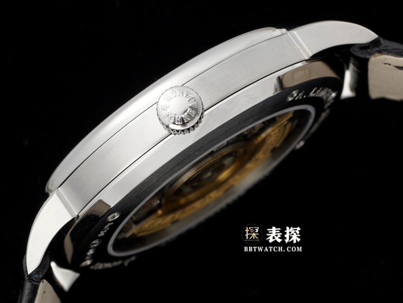 F8 Saxony Lange 1:1replica watch men's silver white dialleather strap model 211.027side live photo