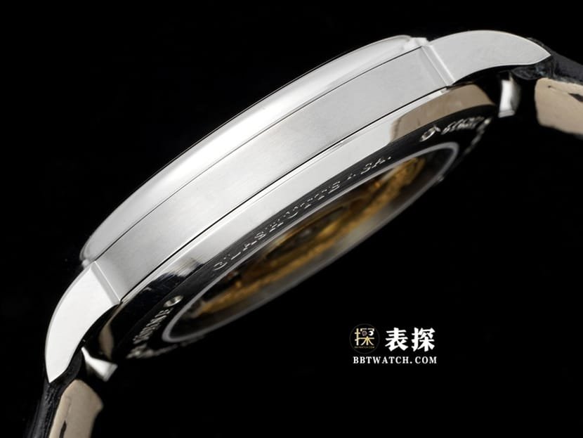 F8 Saxony Lange 1:1replica watch men's silver white dialleather strap model 211.027side live photo