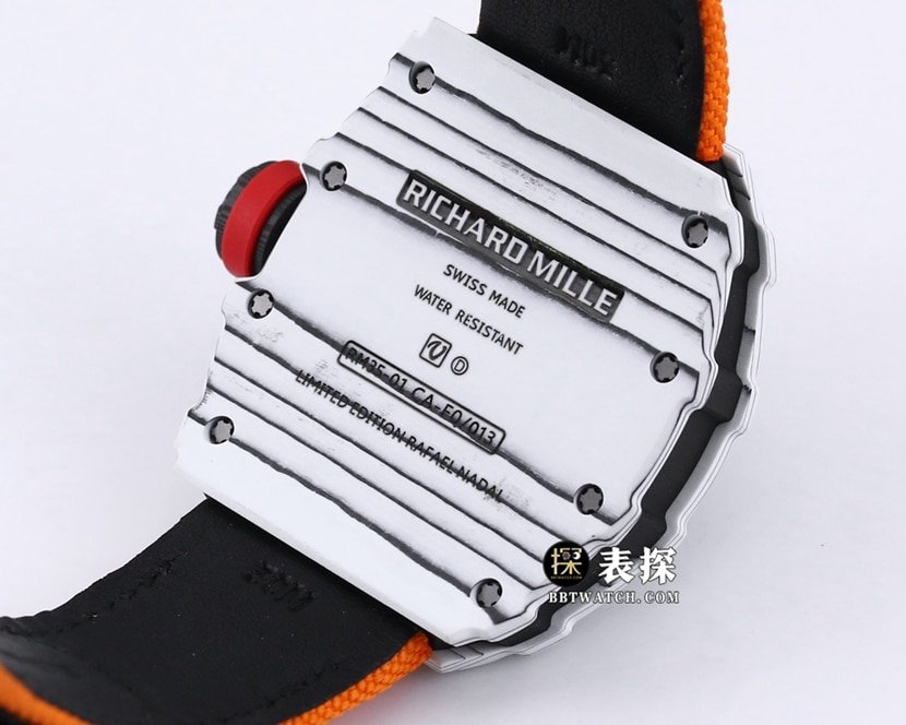 BBR RM 35-01Richard Mille1:1replica watch men's black dial orange Velcro braceletcaseback live photo