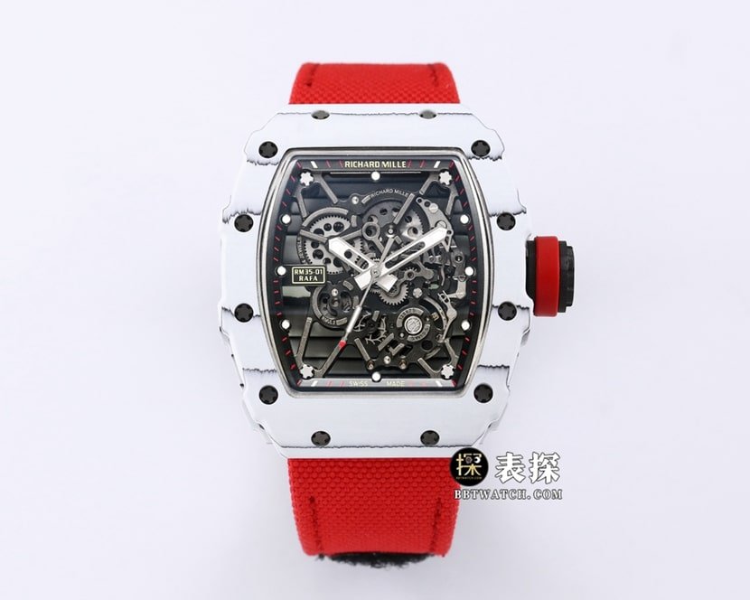 BBR RM 35-01 Richard Mille 1:1 Replica Watch Men's Black Barrel Dial Carbon Fiber Red Velcro Strap — luxury replica watch guide | Watch Replica Expert