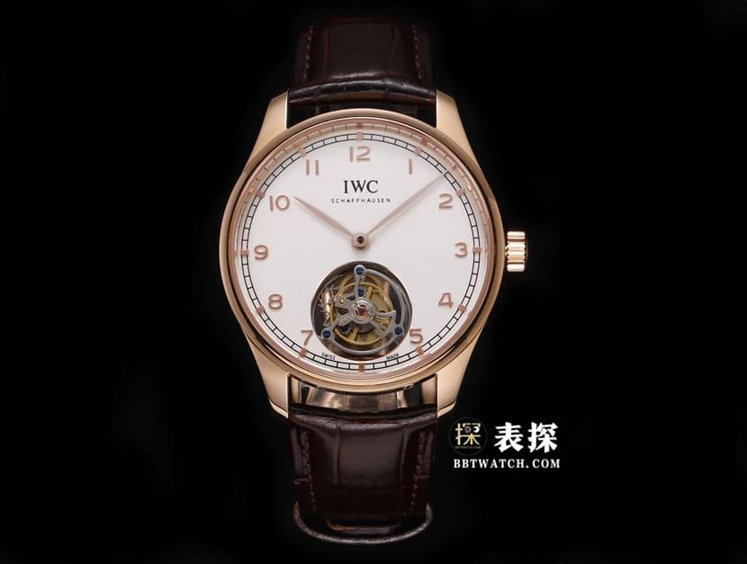 IWC Portugieser IW545801 Réplique 1: 1 : Montre mécanique à véritable tourbillon avec cadran blanc et bracelet en or rose — luxury replica watch guide | Watch Replica Expert