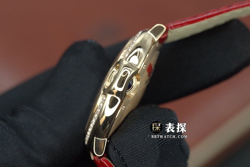 K3 blue balloon Cartier1:1replica watch silver dial ring diamond leather strap model WJBB0034side live photo