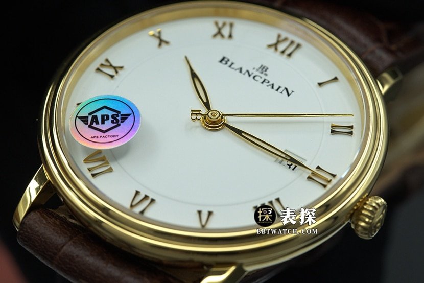 APS factory classic Blancpain1:1replica watch egg white dialleather strap model front live photo
