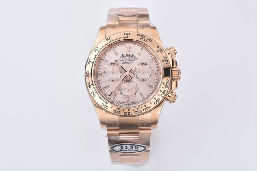 Clean Rolex Daytona 116505 moissanite ice candy rose gold 1:1 super clone with mechanical steel strap m116505-0017 — detailed review and buying guide | Watch Replica Expert
