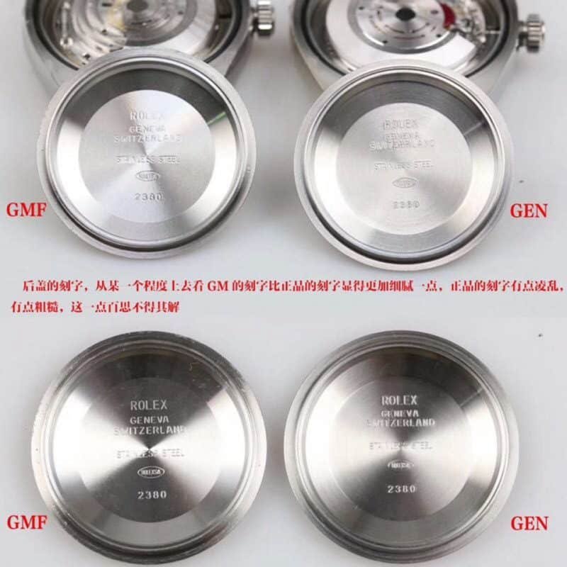 GMRolex Air King 116900-71200 real and fake comparison review bottom cover picture