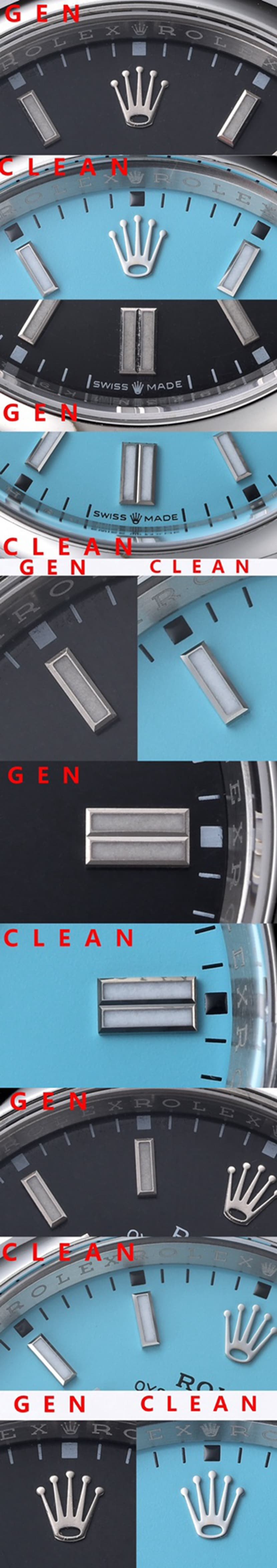 Rolex replica watch, c Oyster Perpetual replica watch, front comparison picture