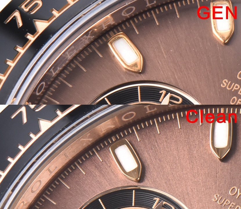 Rolex ceiling watch, Daytonareplica watch, front comparison picture