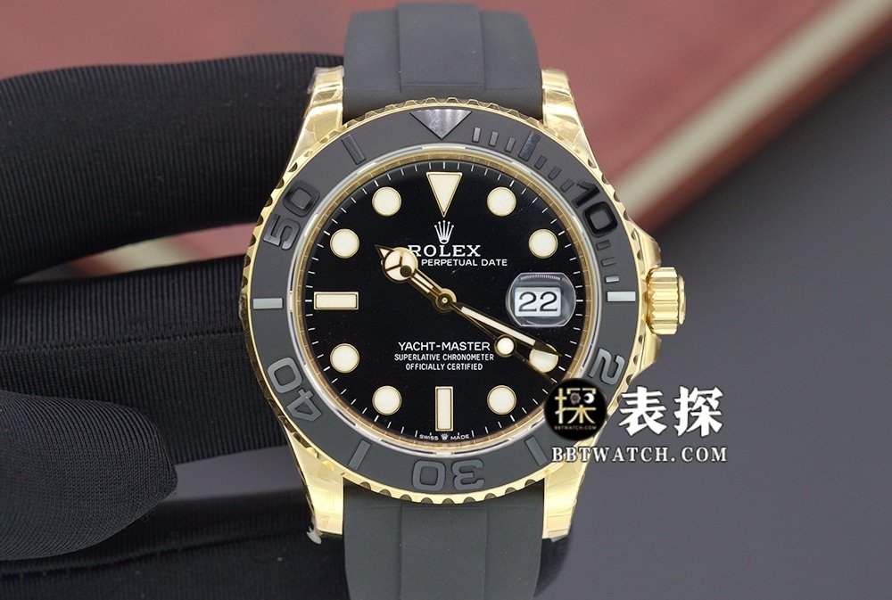 Rolex 42 mm VS Factory Yacht-Master Edition réplica superior de correa de caucho mecánica dorada: revisión de la vida real y prueba de cronometraje del movimiento — luxury replica watch guide | Watch Replica Expert