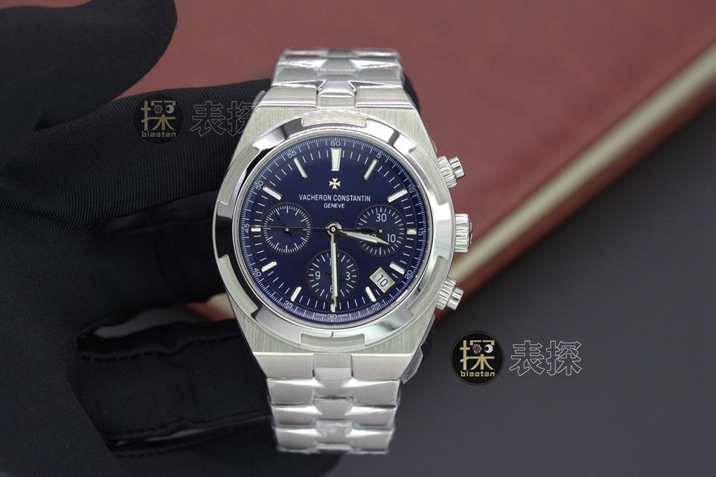 Cronógrafo Vacheron Constantin Overseas con esfera azul de 8F Factory: Réplica superior 1:1 en acero con marcadores luminosos — luxury replica watch guide | Watch Replica Expert