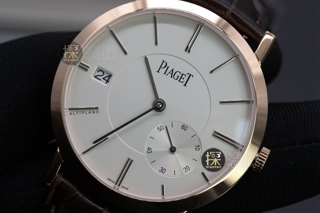 TW factory Piaget 1:1 replica watch 18Kchronographwhite dial brown leather bracelet front view