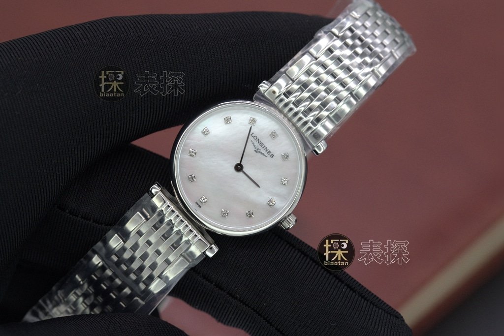 Jialan series Longines1:1replica hand bezel diamond white dialsteel bracelet front view