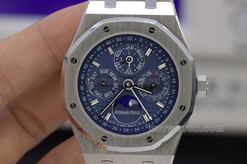 Audemars Piguet Royal Oak 26574 BBR 1:1 Super A Clone with Blue Dial Perpetual Calendar Mechanical Movement — detailed review and buying guide | Watch Replica Expert