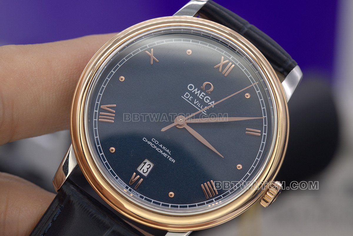 A+Omega Diefei top-tier replica watch rose goldblue dial 39.5mm men's dial details