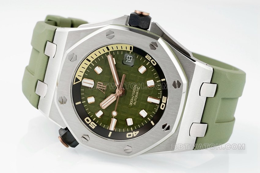 APS factory Audemars PiguetRoyal Oak offshore super clone avocado rubber model 15720ST.OO.A052CA.01front live photo