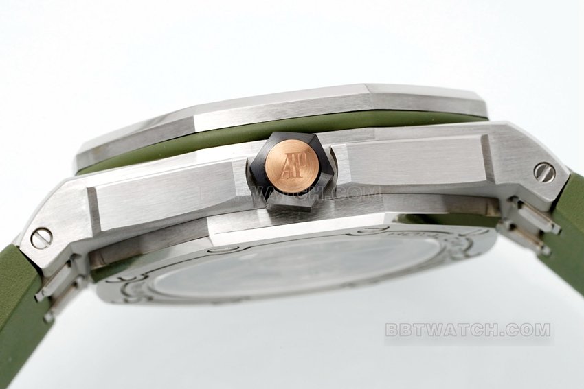 APS factory Audemars PiguetRoyal Oak offshore super clone avocado rubber model 15720ST.OO.A052CA.01side live photo