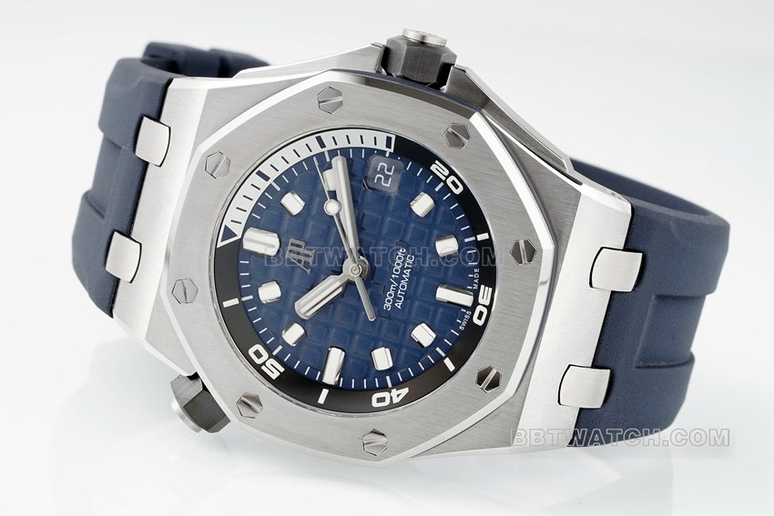 APS factory Audemars PiguetRoyal Oak offshore type 1:1top-tier replica sea blue dial rubber model 15720ST.OO.A027CA.01front live photo