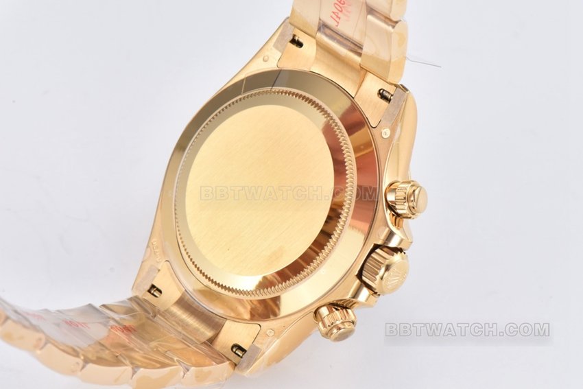 Factory C RolexDaytonasuper clone mother-of-pearl disc yellow goldsteel bracelet model m116508-0007caseback live photo